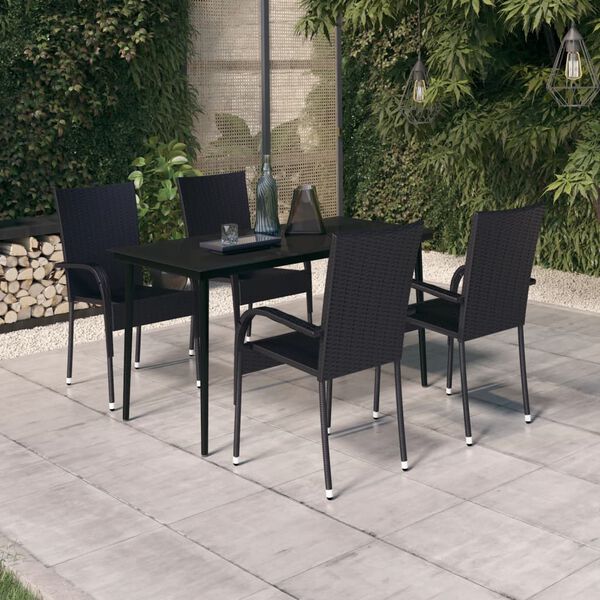 vidaXL Ensemble &agrave; manger de jardin 5 pcs Noir