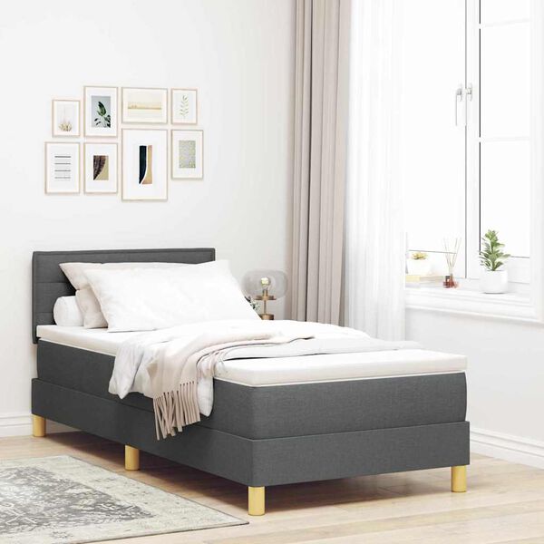 vidaXL Lit &agrave; ressorts avec matelas Gris fonc&eacute; 80 x 200 cm tissu