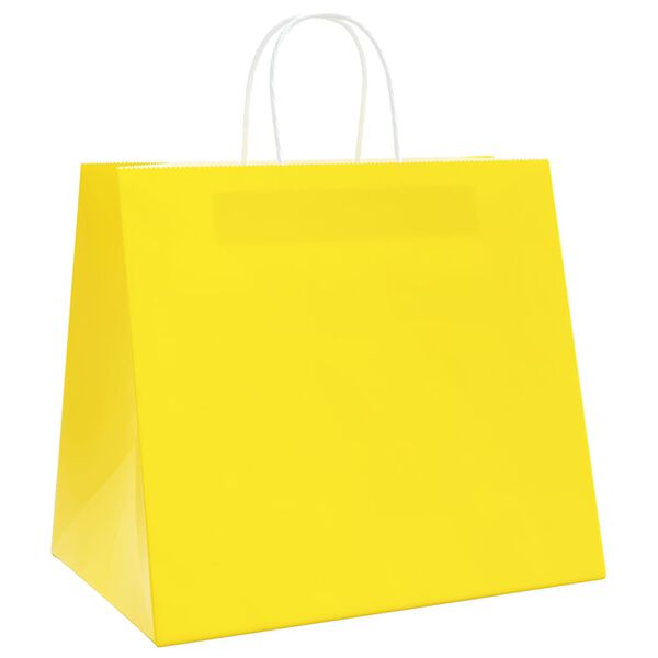 vidaXL Sacs en papier 50 pcs avec poign&eacute;es jaune 32x22x28 cm
