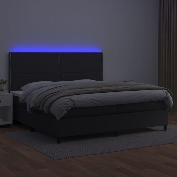 vidaXL Sommier &agrave; lattes de lit avec matelas et LED Noir 200x200 cm