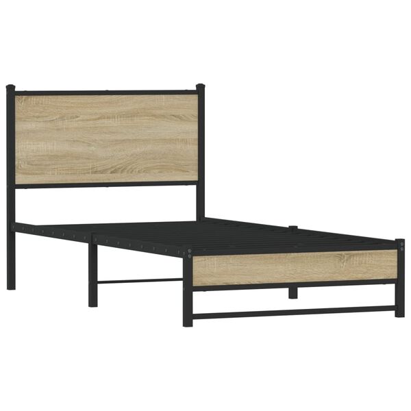 vidaXL Cadre de lit en métal sans matelas chêne sonoma 90x200 cm