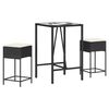 vidaXL Ensemble de bar de jardin 3 pcs avec coussins noir poly rotin