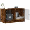 vidaXL Meuble TV avec portes en verre ch&ecirc;ne fum&eacute; 68x37x42 cm
