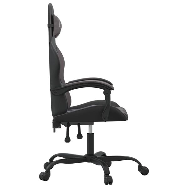 vidaXL Chaise de jeu pivotante Noir et gris Similicuir