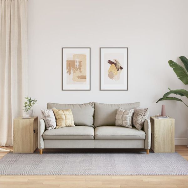 vidaXL Tables d'appoint 2 pcs ch&ecirc;ne sonoma 50x30x50 cm bois ing&eacute;nierie