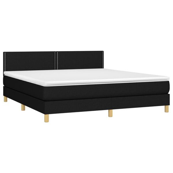vidaXL Sommier &agrave; lattes de lit avec matelas LED Noir 180x200 cm Tissu