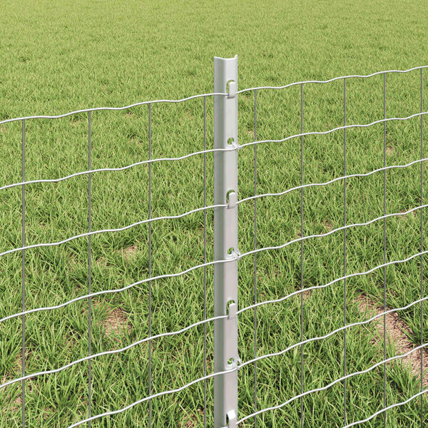 vidaXL Cl&ocirc;ture avec poteau Argent&eacute; 0,4 x 50 m Acier