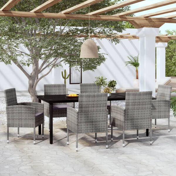 vidaXL Ensemble &agrave; manger de jardin 7 pcs Anthracite