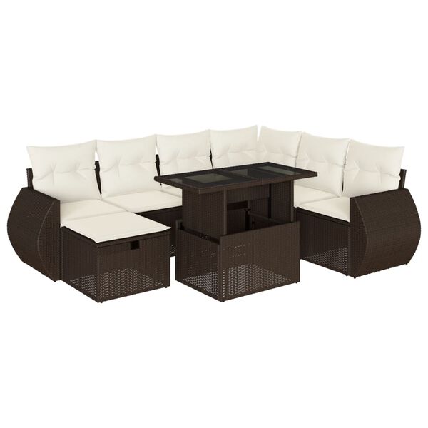 vidaXL Salon de jardin 8 pcs avec coussins marron r&eacute;sine tress&eacute;e
