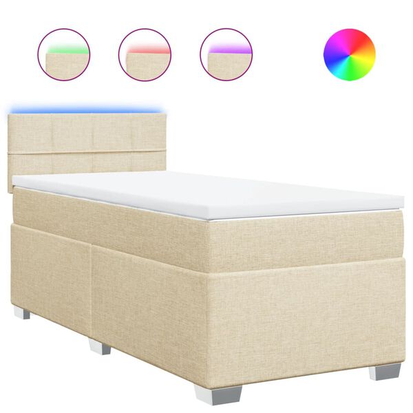 vidaXL Sommier &agrave; lattes de lit avec matelas Cr&egrave;me 90x200 cm Tissu