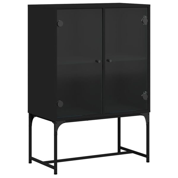 vidaXL Armoire lat&eacute;rale avec portes en verre noir 69x37x100 cm