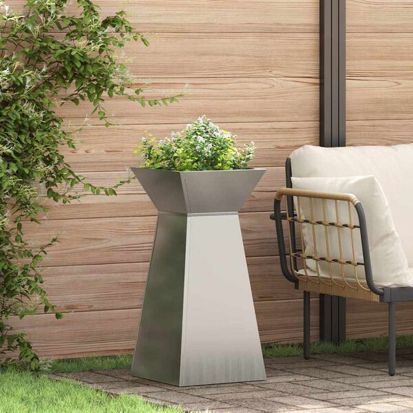 vidaXL Jardini&egrave;re &agrave; pilier 2 pcs Argent 35 x 35 x 73 cm