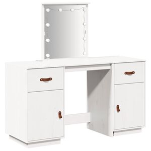 vidaXL Ensemble de coiffeuse avec LED Blanc Bois de pin solide