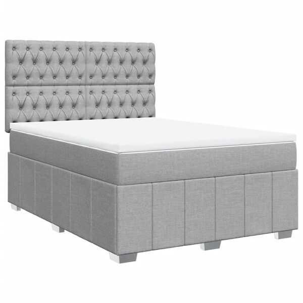 vidaXL Sommier &agrave; lattes de lit avec matelas Gris clair 140x200cm Tissu