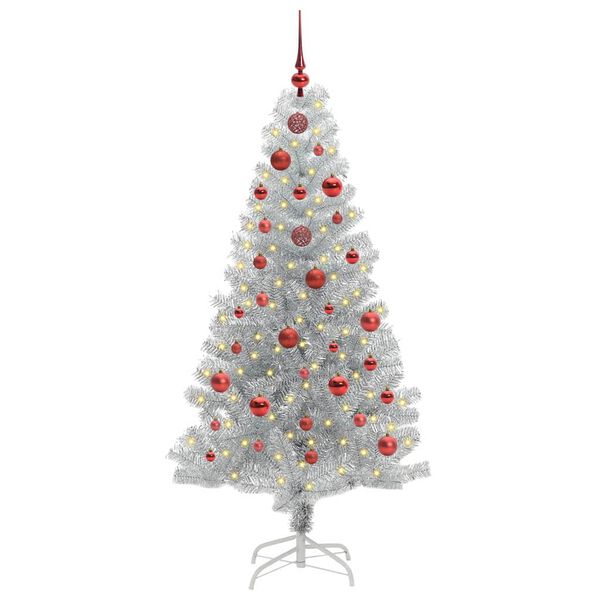 vidaXL Sapin de No&euml;l avec 150 LED avec support Argent 150 cm PET