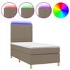 vidaXL Sommier &agrave; lattes de lit et matelas et LED Taupe 80x200cm Tissu