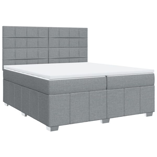 vidaXL Sommier &agrave; lattes de lit avec matelas Gris clair 200x200cm Tissu