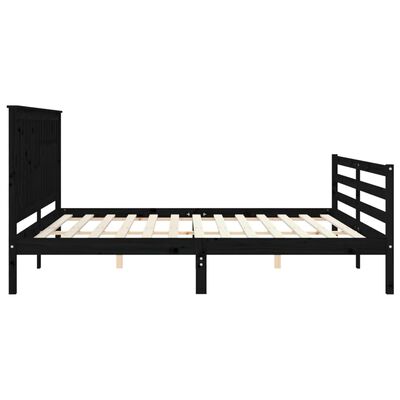 vidaXL Cadre de lit avec tête de lit noir 200x200 cm bois massif