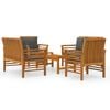 vidaXL Salon de jardin avec coussins 5 pcs Bois d'acacia solide