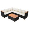 vidaXL Salon de jardin 4 pcs avec coussins R&eacute;sine tress&eacute;e Noir