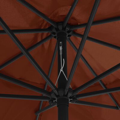 vidaXL Parasol de jardin avec mât en métal 390 cm terre cuite