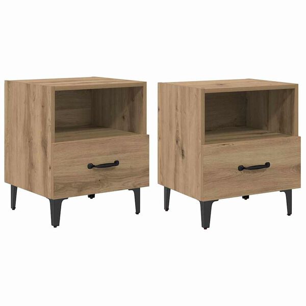 vidaXL Cabinet de chevet 2 pcs Ch&ecirc;ne artisanal 40 x 35 x 47,5 cm