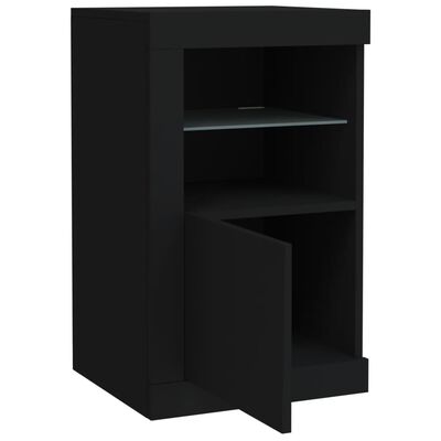 vidaXL Armoire latérale avec lumières LED noir bois d'ingénierie