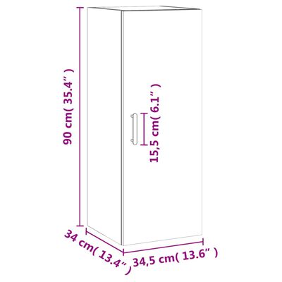 vidaXL Armoire murale blanc 34,5x34x90 cm