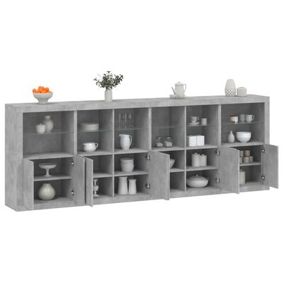 vidaXL Buffet avec lumières LED gris béton 283x37x100 cm