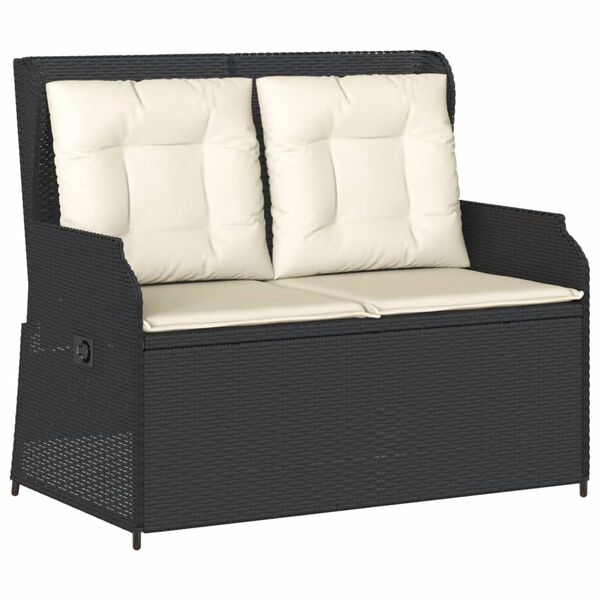 vidaXL Salon de jardin 3 pcs avec coussins Noir R&eacute;sine tress&eacute;e