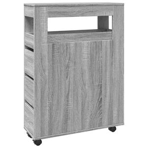 vidaXL Meuble &eacute;troit de salle de bain &agrave; roulettes sonoma gris