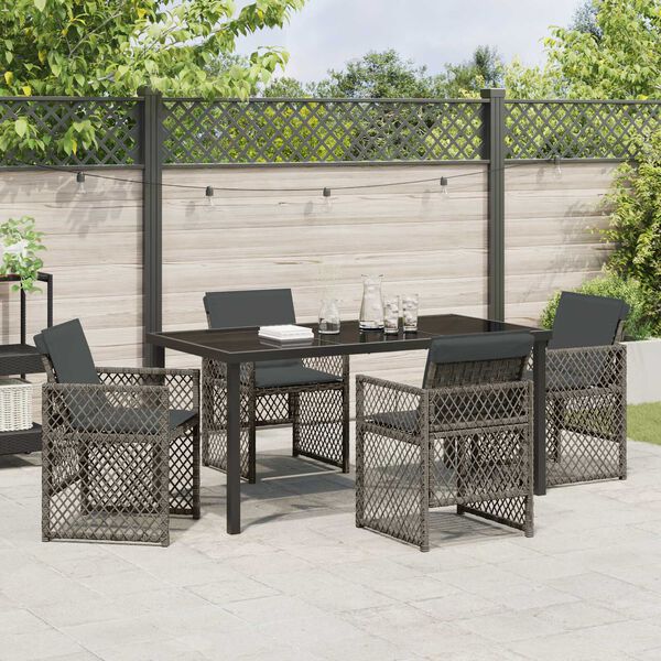 vidaXL Ensemble de salle &agrave; manger pour jardin 5 pcs Gris polyrotin