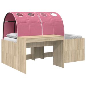 vidaXL Lit haut pour enfants avec bureau 3 pc Ch&ecirc;ne Sonoma et rose