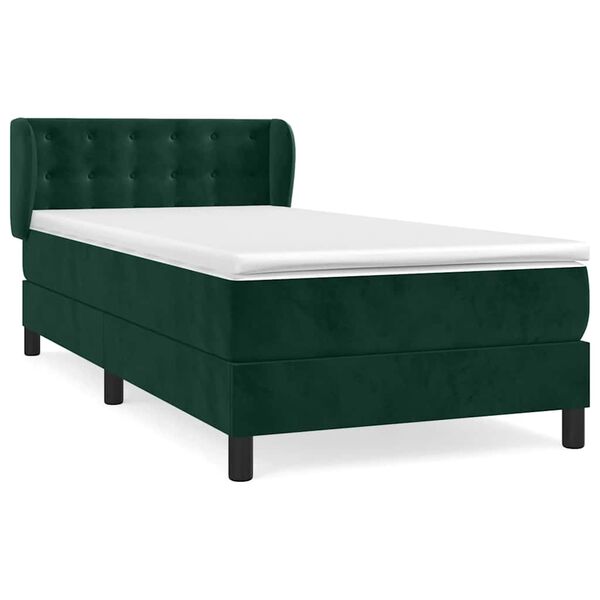 vidaXL Sommier &agrave; lattes de lit avec matelas Vert fonc&eacute; 90x190 cm
