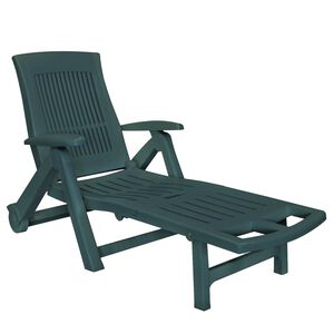 vidaXL Chaise longue avec repose-pied Plastique Vert