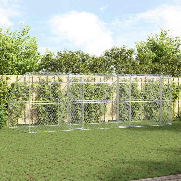 vidaXL Kennel pour Chiens 3 pcs Argent&eacute; 6 x 2 x 2 m Acier galvanis&eacute;