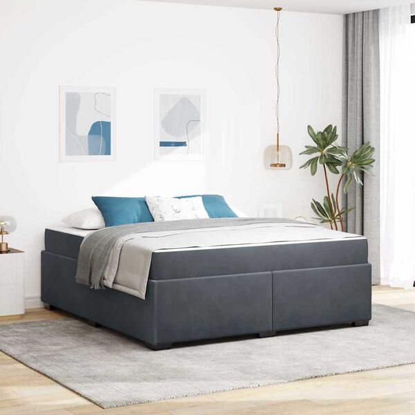 vidaXL Cadre de lit avec matelas Gris fonc&eacute; 180 x 200 cm tissu