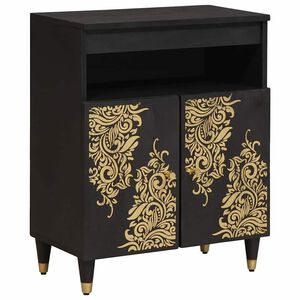 vidaXL Buffet avec &eacute;tag&egrave;re Noir 60 x 33 x 75 cm Bois de mangue massif