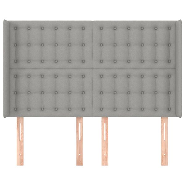 vidaXL T&ecirc;te de lit avec oreilles Gris clair 147x16x118/128 cm Tissu