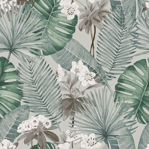 DUTCH WALLCOVERINGS Papier peint Eden Gris et vert clair