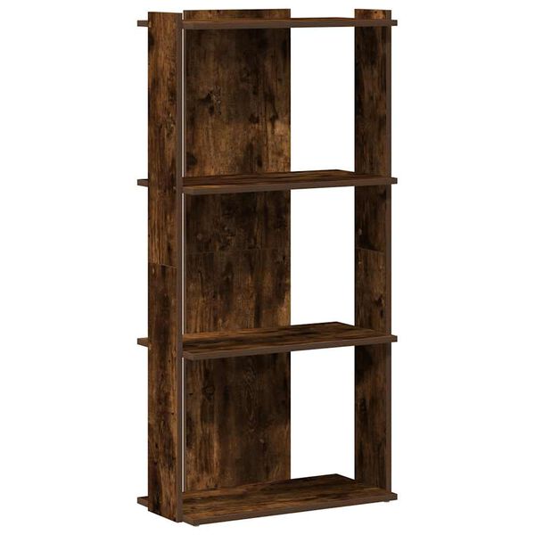 vidaXL Biblioth&egrave;que 3 niveaux ch&ecirc;ne fum&eacute; 60x30x120cm bois d'ing&eacute;nierie