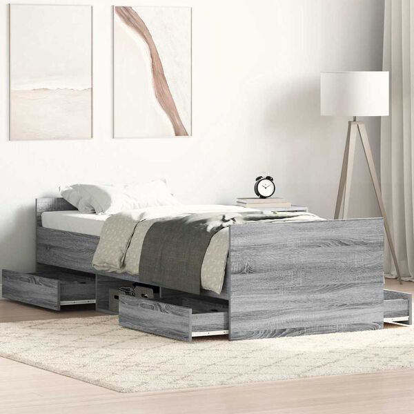 vidaXL Cadre de lit sans matelas sonoma gris 75x190 cm