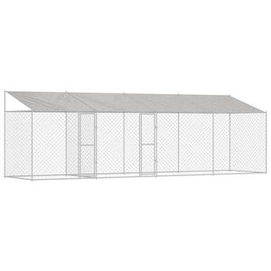 vidaXL Cage pour chien avec toit Argent&eacute; 800 x 200 x 256 cm
