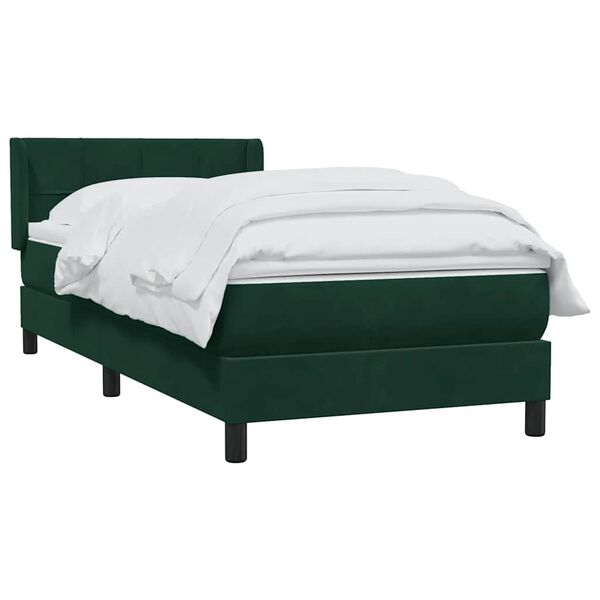 vidaXL Sommier &agrave; lattes de lit et matelas vert fonc&eacute; 90x210 cm velours