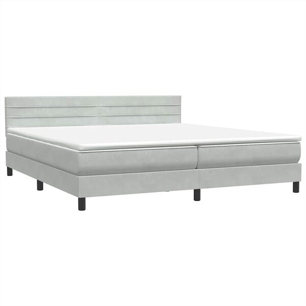 vidaXL Sommier &agrave; lattes de lit et matelas gris clair 180x220cm velours