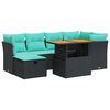 vidaXL Salon de jardin avec coussins 7pcs marron r&eacute;sine tress&eacute;e acacia