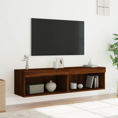 vidaXL Meubles TV avec lumières LED 2 pcs chêne marron 60x30x30 cm