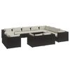 vidaXL Salon de jardin 12 pcs avec coussins Noir R&eacute;sine tress&eacute;e