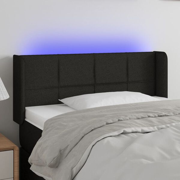 vidaXL T&ecirc;te de lit &agrave; LED Noir 83x16x78/88 cm Tissu
