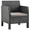vidaXL Chaise de jardin avec coussin Anthracite 63x65x76 cm PP Rotin